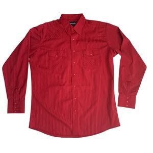 Wrangler Men's Size XLT Long Sleeve Striped Button Up Snap Button Western Shirt